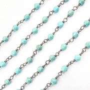 Turquoise Black Rhodium 925 Sterling Silver Wire Chain